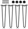 Ansobea Lot de 4 pieds de table en épingle à cheveux - En métal noir - Avec pieds à 2 barres - Pour bureau, table et table basse - Avec protection de sol et vis - 40 cm, FJTZF-100905