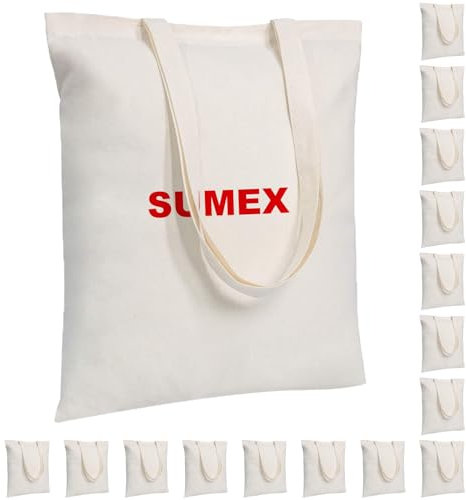 Sumex Bolsas de lona de sublimación a granel, paquete de 16 bolsas de lona reutilizables de poliéster de 14 x 16 pulgadas para prensa de calor, blanco crema, 14×16inch