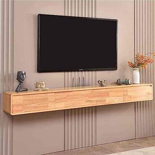 Tv Lowboard - Tv Schrank Hängend - Wandmontage TV-Schrank, TV-Aufbewahrungsregal Für Entertainment-Center, Schwimmender TV-Ständer Aus Massivem Holz, Wandhalterung, TV-Schrank Mit 2 Schubladen ( Color