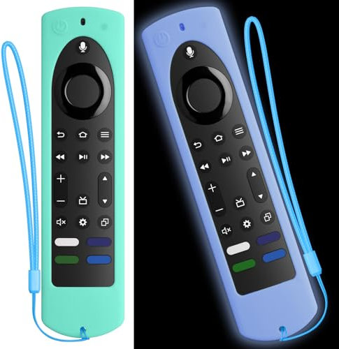 PIUAMUNKJ for 2023 Fire TV Stick 4K Max (2nd Gen) /Omni Series/Insignia/Toshiba/Fire TV 2-Series/4-Series- Alexa Voice Remote Control Silicone Cover with Lanyard(Mint+Luminous Blue)