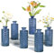 ComSaf Glass Bud Vases Set of 6, Small Diamond Bud Vases in Bulk, Mini Flowers Vases for Centerpieces, Vintage Decor Centerpiece for Table, Wedding Recepetion, Home, Housewarming Gift (Grey Blue)