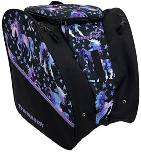 TRANSPACK Edge Junior+ Wasserabweisender 38-Liter-Ski-/Snowboard-Rucksack, Helm, Brille und Ausrüstung, rosa Einhorn