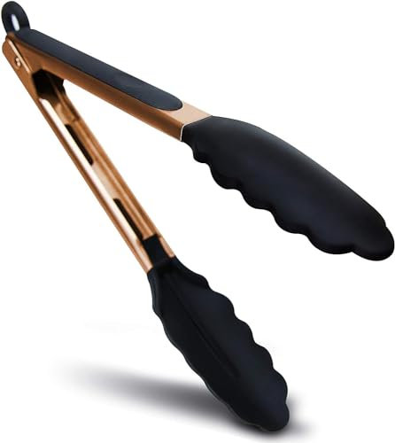 Hold Me Tight Kitchen Tongs Silicone Tongs Premium Rose Gold BBQ Tongs Perfect for Serving Salad Stainless Steel Made with Silicon Grips nonstick Cooking Tongs
