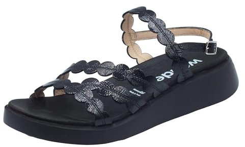 Wonders C-6531 Motril Lack Negro Sandali per Donna in Vernice Nero con Zeppa Bassa (Taglia 39)