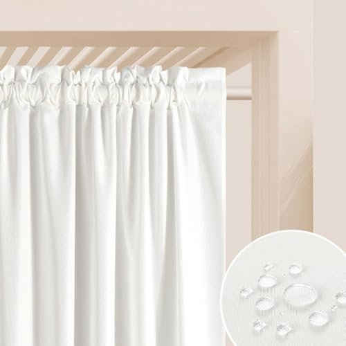 ROOM99 Outdoorvorhäng mit Kräuselband Garden Line 155 x 250 cm Breite x Höhe Outdoor Vorhang wetterfest Wasserdicht Sichtschutz Sonnenschutz Gardinen Garten Winddicht Ecru, 1 Stück