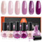 Modelones Nail Polish Set - 6 Colors Pink Shimmer Purple Quick Dry Varnish, Finger Sparkle Glitter Polish for Manicure, DIY Nail Art Salon at Home for Women