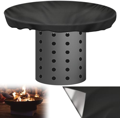 Feuerplatte Abdeckung: ø 100cm 420D Grillplatte Schutzhülle, Wasserdicht, Anti-UV Feuerplattenabdeckung, Rund Schwarz Wasserbeständigkeit Abdeckung für Feuerplatte und Grillplatte