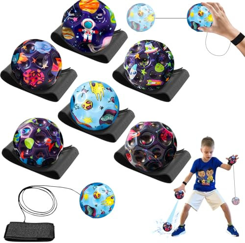 Jumper Ball mit Bandagierung, Mehrfarbig Galaxy Space Moon Ball, Jump Ball mit Schnur, Hohe Springender Gummiball,Bouncing Ball Skyball für Kinder Geeignet für Innen und Außen (Taikong)