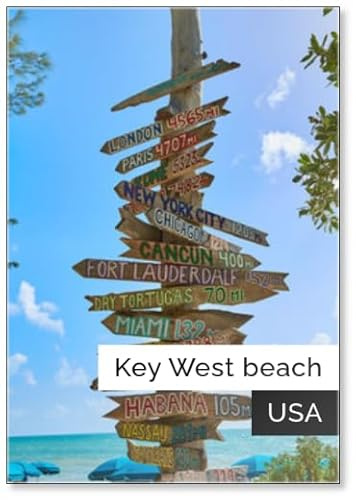 Key West Beach Distanzschilder zu Sehenswürdigkeiten, Kühlschrankmagnet