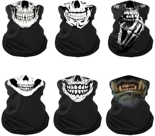 AMSNINK 6 Stück Multifunktionstuch, Totenkopf Maske,Schlauchschal, Halstuch Herren, Schlauchschal Herren, Schlauchschal Damen, Loop Schal, Halstuch Motorrad Herren, Halswärmer, Loopschal