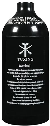 TUXING 48/3000 Aluminium-Druckluft-HPA-Paintballtank mit Regler, für Luftgewehr und Airsoft PCP, leer