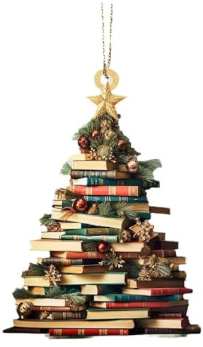 Weihnachtsdeko Weihnachtsbaum Anhänger 2D Acryl Weihnachtsbaumanhänger Deko Klein Weihnachten Baum Hängend Weihnachtsbaumschmuck Aufhängen Weihnachts Bücher Weihnachtsanhänger Geschenke (E)