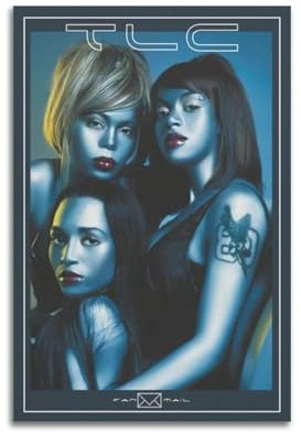 TLC Retro-Stoffdruck-Albumcover, signiertes limitiertes Poster, Musikcover-Poster, Pop-Hip-Hop-Rap-Sänger-Star, Musikposter, ästhetische Leinwand, Wandkunst für Mädchen und Jungen, Teenager,