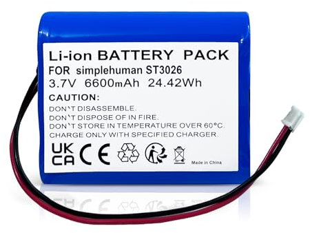 ErsatzAkku für Simplehuman Sensorspiegel ST3024, ST3026, ST3027, ST3028, ST3029, BT1080, 3,7v, 6600mAh, Lithium-Ionen-Akku
