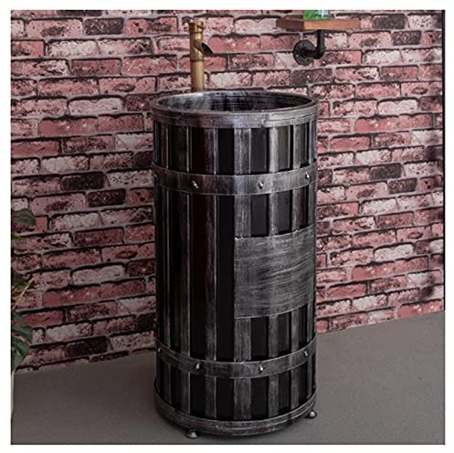 GLJTUO Meuble sous-Vasque avec Lavabo De Style Industriel, Meuble De Salle De Bain sur Pied sous Évier avec Robinet Et Vidage, Meuble De Lavabo 18 X 18 X 34,2 Pouces, Rouge (AR(Silver Without Mirror)