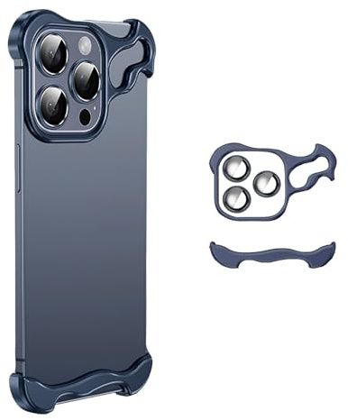 Alloy Armor Bumper Case for iPhone 16/15/14/13/12 Promax, Frameless Alloy Armor Phone Case, The Ultimate Minimalist Case for iPhone (for iPhone 12,Blue)