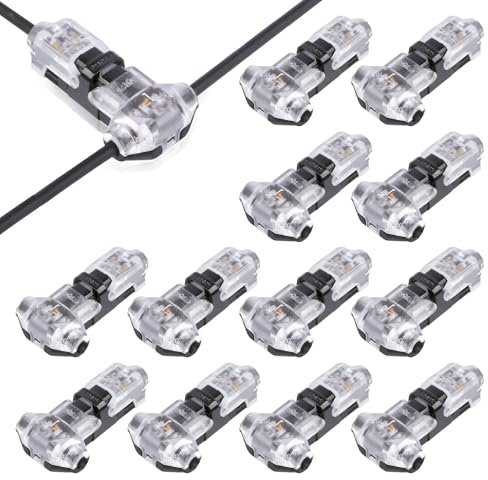 12PCS T Tap Wire Connectors 12V, 2 Pin 3 Way Wire Splice Connectors,No Stripping Electrical Wire Connectors for 14-22 Awg,Electrical Connectors Low Voltage for Led,Audio,Vehicles,Etc