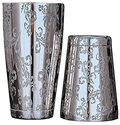 Coctelera Shaker Boston Barra De Acero Inoxidable Shaker Barra De Herramientas Taza De Estaño Con Grabado Lavanda Grabada(Silver)