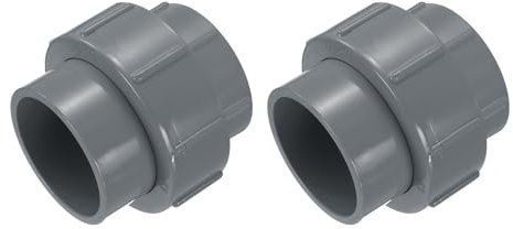 QUARKZMAN 2 Pcs 2 Union PVC Raccord De Tuyau (Embout x Embout) Raccord Union PVC Adapter Schedule 40, Joint Torique EPDM, Gris
