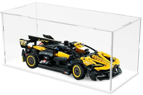 DuvinDD Acryl-Vitrine für LEGO Technic Car Bugatti für Lamborghini für Koenigsegg für Toyota, transparente Acryl-Vitrine für Sammlerstücke, staubdichter Schutz, Vitrine (35 x 15 x 15 cm, weißer Sockel