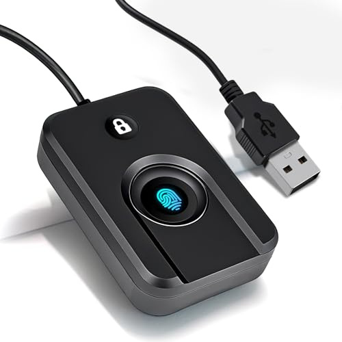 Lector de huellas dactilares USB JIANBOLAND para Windows 10/11, lector de huellas dactilares Windows Hello, pantalla de bloqueo de un clic, configuración de controlador automático con cable de 5 pies