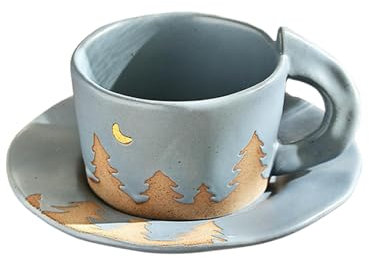Cerámica nórdica pintada a mano de la industria pesada, taza simple y capaz - Luna