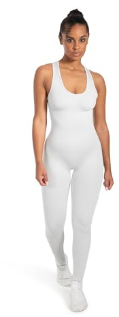 SMILODOX Jumpsuit Damen Elsie, Seamless Einteiler mit Racerback, Ganzkörperanzug geripptes Material, Sportanzug figurformender Fit, Overall atmungsaktiv, perfekt für Workouts, Athleisure & Yoga