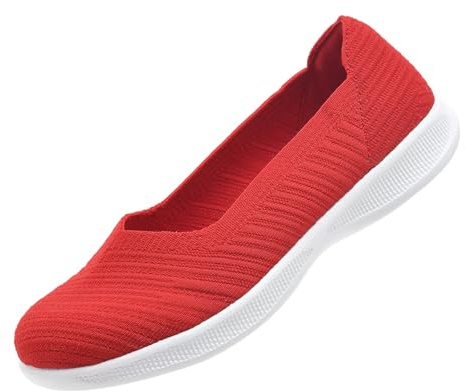 konhill Women's Loafers Slip on Knit Dressy Shoes Casual Low-Top Flats Comfortable Lightweight Walking Shoes