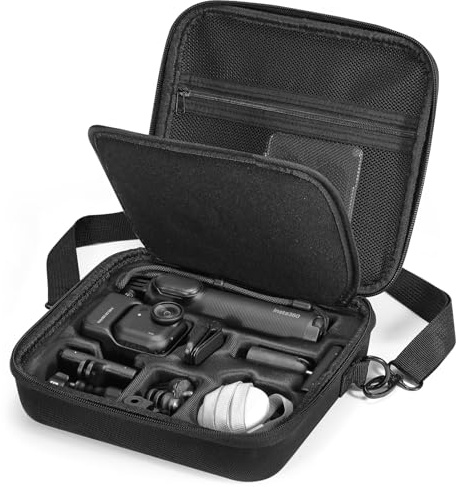 AMAZEAR Funda de Transporte para Accesorios Insta360 GO Ultra - Bolsa de Viaje Impermeable con Correa, Estuche Rígido para Protección y Organización, Negro