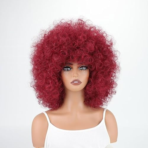 Leilaohu Afro Perücken Frauen Synthetische Lockige Weiche Flauschige Afro Perücken Ohne Kleber 70Er Jahre Perücke Verworrenen Lockenstilcosplay Oder Den Täglichen Gebrauch c