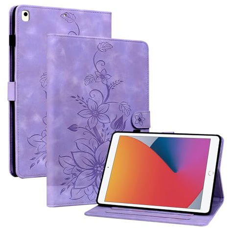 KEDBBAO Case for iPad 9.7 Inch (6th Generation 2018/5th Generation 2017) (Model: A1893 A1954 A1822 A1823) iPad Air 2, Auto Wake/Sleep with Pencil Holder Magnetic Clasp Stand, Purple