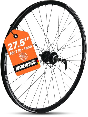 MTB Hinterrad 27,5 Zoll Fahrrad Laufrad – Zahnkranz/Schraubkranz 7/8-fach, Nicht für Kassette – Scheibenbremse 6-Loch – QR 135 mm Schnellspanner – Alu Felge & Nabe 36 Speichen – Schwarz – LOEVELOSI