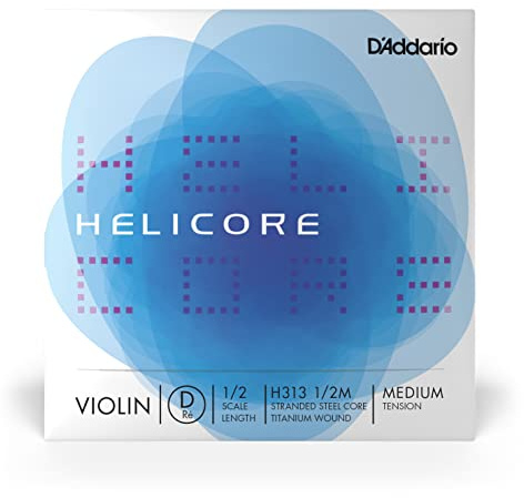 D'Addario Helicore Geigensaiten - Violine Saiten - H313-1/2M Violinen Einzelsaite 'D' Titanium umsponnen 1/2 Medium
