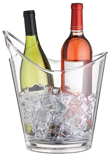BarCraft Weinflaschenkühler, 2-Flaschen-Getränkeeimer, klarer Eiskübel, stilvoller abgewinkelter Acryleimer mit integriertem Griff, 10 Liter, 20,5 x 25,5 x 28. cm, 1 Stück
