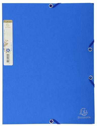 Exacompta 56982E Packung (mit 25 Sammelmappen Forever aus Recycling 400 g Karton, DIN A4, 21 x 29,7 cm, mit 3 Klappen und Gummizug, zweifarbig) 25 Stück 2-farbig, hellblau / dunkelblau