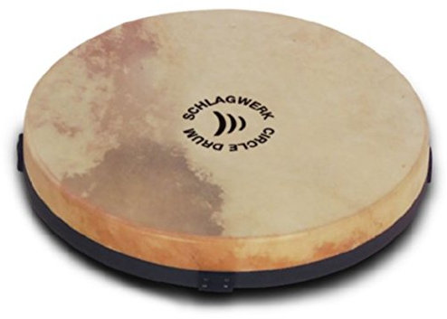 Schlagwerk RTC39 Rahmentrommel Circle Drum -Handtrommel mit Gurt-Haltekreuz - ⌀ ca. 40 cm / 15,5 Zoll / 6 cm hoch - Frame Drum mit Ziegenfell - Buchenholz - Schamanentrommel mit Schlägel