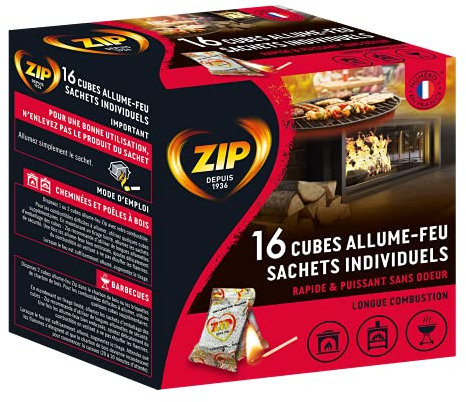 Zip Energy High Performance Würfel einzeln im Beutel (grau) x16 Firelighter Wrapped