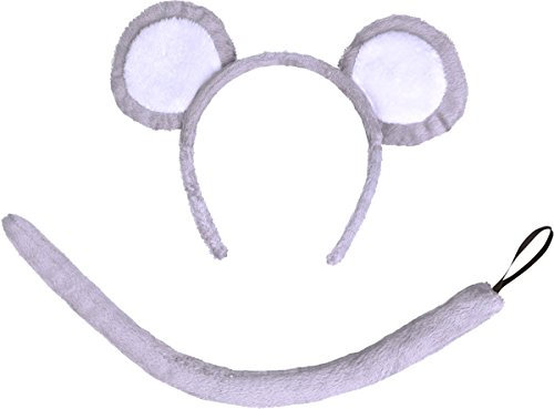 Bristol Novelty DS157 Ears and Tail Mouse Costume Set, Unisex-Child, Grey, One Size