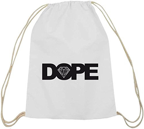 Shirtstreet24 Baumwoll natur Turnbeutel Rucksack Sport Beutel der Marke Dope Motiv, Größe: onesize,weiß natur