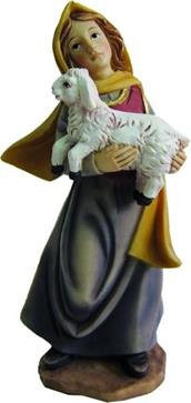 Krippenfiguren Frau mit Lamm, geeignet für 9cm Figuren, handbemalen