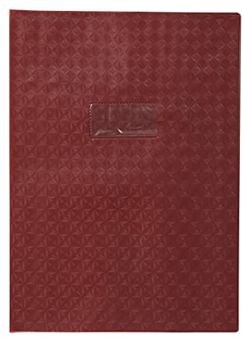 Clairefontaine 72226C - Heftumschlag / Heftschoner / Hefthülle Calligraphe mit Feinkörnung & Diamantmotiven DIN A4 21x29,7 cm, Etikettenhalter aus PVC blickdicht und strapazierfähig, Braun, 1 Stück