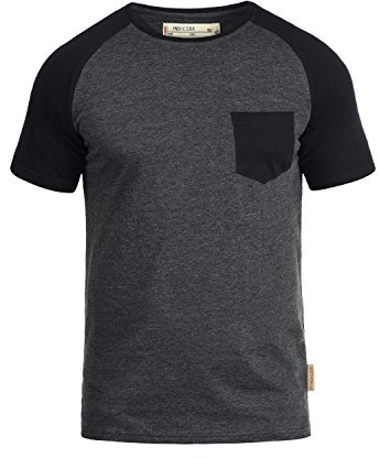 Indicode IDGresham Herren T-Shirt Kurzarm Shirt mit Rundhals-Ausschnitt Brusttasche Baumwollmischung Regular fit, Größe:M, Farbe:Charcoal - Black (9994)