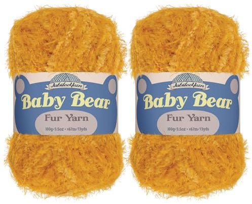 JubileeYarn Baby Bear Yarn - Chunky Weight Polyester Fur - 100g/Skein - Butterscotch - 2 Skeins