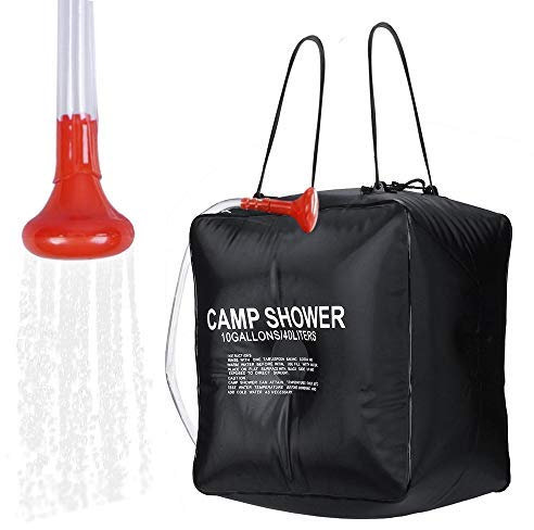 ALIXIN-CP075-40L/10gallon Chauffage extérieur Camping Douche de bain,douche solaire d'extérieur Sac pour la randonnée et le camping,température de l'eau chaude 45 °C(avec buse de on/off)