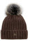 LONGCLASS Braune Bommelmütze Damen Elegance Mütze Frauen Wintermütze braun Dunkelbraun Wollmütze mit Bommel Winter Damenmütze Strickmütze Pudelmütze fein schön