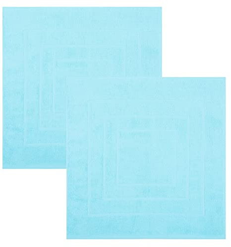 Betz 2 Stück Badvorleger Palermo 100% Baumwolle Badematte Badteppich Duschvorlage Größe 60x60 cm Qualität 680g/m² Farbe türkis