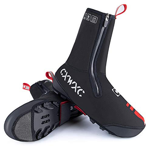 CXWXC Überschuhe Fahrrad Winter Wasserdicht Mit Reißverschluss Winter Winddichter Thermischer Schuhüberzieher Radsport für Frauen Männe (S, US Stil)