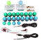 Jeu de joysticks de jeu PC, 20 boutons de jeu d'arcade lumineux LED DIY 2 Joysticks 2 Kit de codeur USB Jeu de pièces de jeu pour un contrôle précis