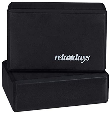 Relaxdays 2 x Yogablock im Set, Yoga-Klötze für Yoga-Übungen, Hartschaum, rutschfest, Yoga-Würfel HBT 8x23x15 cm, schwarz