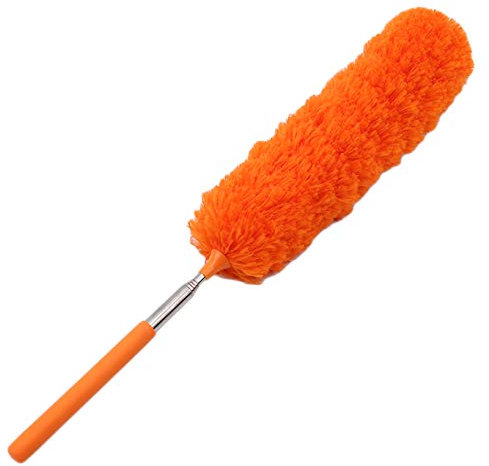 Aiasiry Mini Plumero de Microfibra con Plumero telescópico de Poste de extensión para automóvil doméstico, Naranja